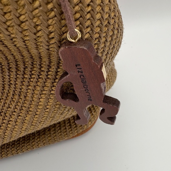 Liz Claiborne Brown Woven Material Shoulder Bag with Faux Leather Trim - Picture 3 of 14